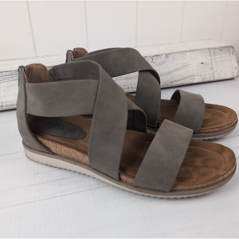 Eurosoft Landry II Sandals Size 8 M Gray Strappy Gladiator Wedge Sandals